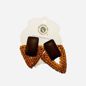 Spartina 449 18kt Gold Plated Wicker Rattan Triangle Drop Earrings